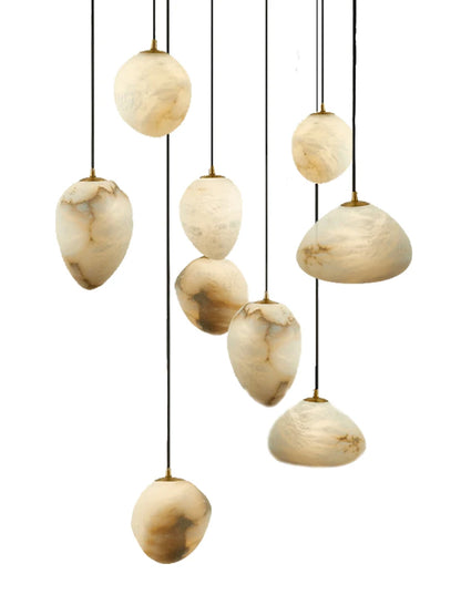 Natural Marble Art Pendant Lights Stone Lustre Copper LED Indoor Room Hanging Lamps For Ceiling Hall Stair Luxury Home Decor