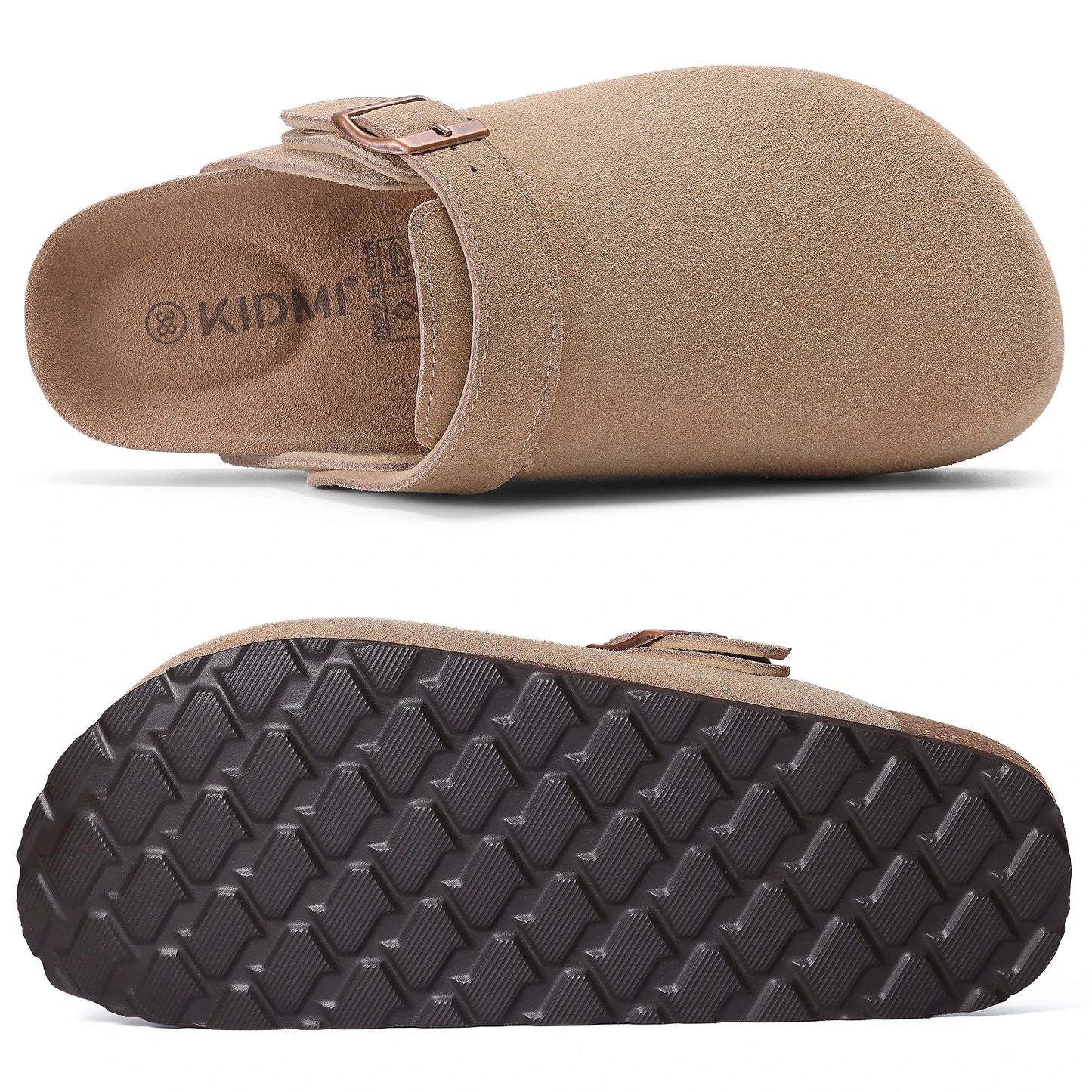 Smile New Cow Suede Women's Potato Shoes With Adjustable Strap Cork Insole Mules Outdoor Unisex Clogs Slippers With Arch Support