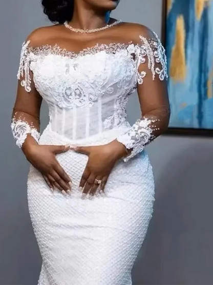 Elegant Appliques Lace Classic Mermaid Bride Wedding Dresses Bridal Gowns Customized