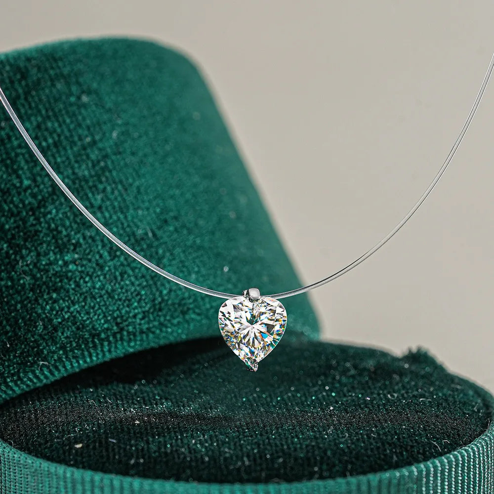 EWYA GRA Certified 1CT Marquise Cut Moissanite Pendant Necklace for Woman 925 Silver Fishing Line Water Drop Diamond Necklaces