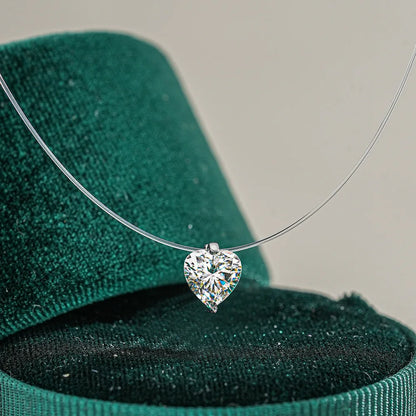 EWYA GRA Certified 1CT Marquise Cut Moissanite Pendant Necklace for Woman 925 Silver Fishing Line Water Drop Diamond Necklaces