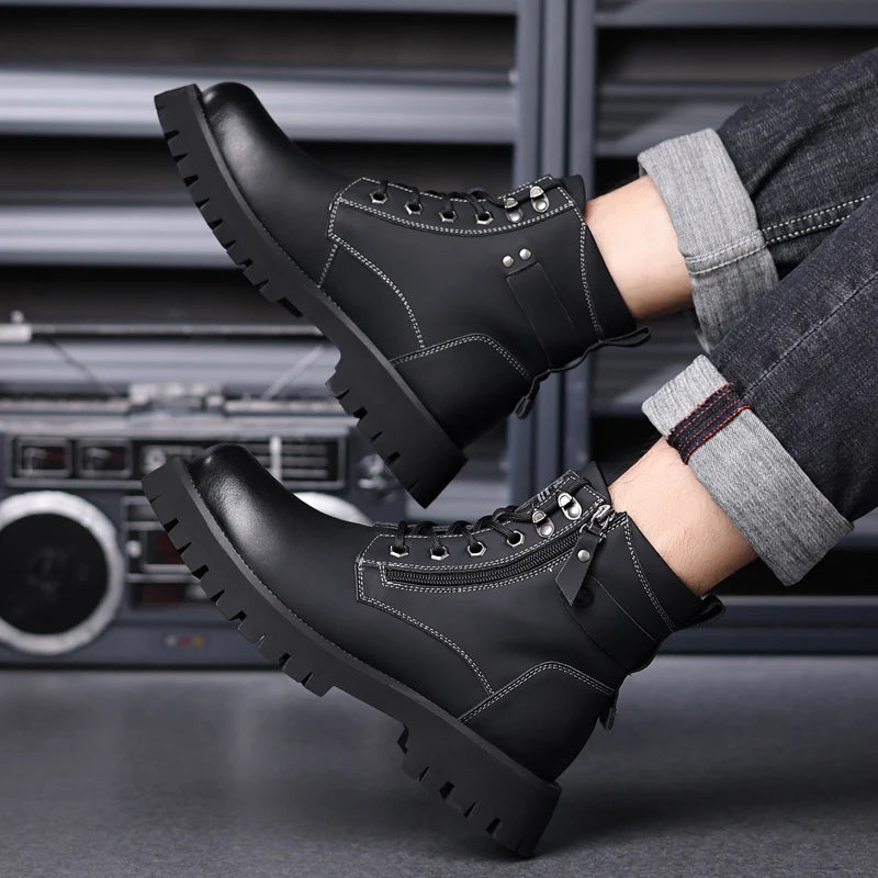 Men's Works Boots Spring Autumn Anti-slip Waterproof Male Sneakers Desert Tactical Boots Outdoor Travel Wear-resistant Man Shoes