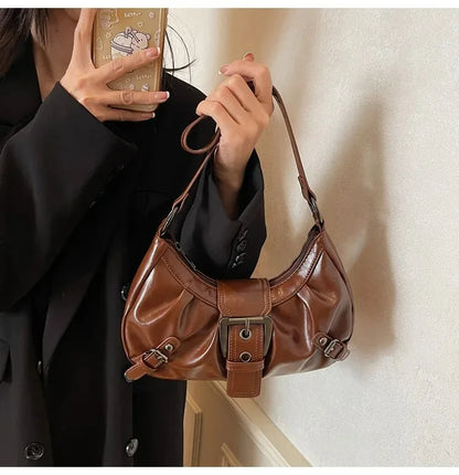 Y2K Retro Pleated Hobo Shoulder Bag for Women Hot Selling Maillard Style Underarm Bag Clutch Handbags for Travel Work Shopping