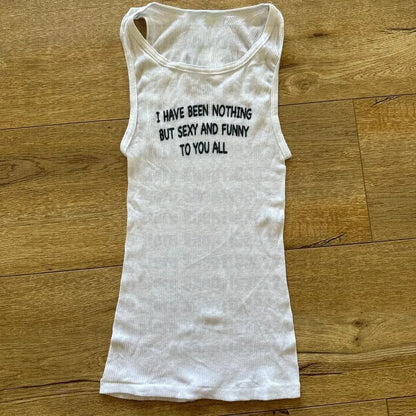 Summer Woman 2000s Style Y2k Crop Top Sexys T-shirt Vintage Japanese Goth Letter Korean Popular Streetwear Tanks & Camis Clothes