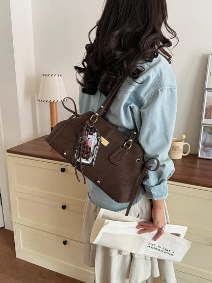 Vsper Y2K Shoulder Bags For Women Dual Straps Large Capacity Doctor Bag With Ornament 2026 Latest Trend Luxury Designer Handbags