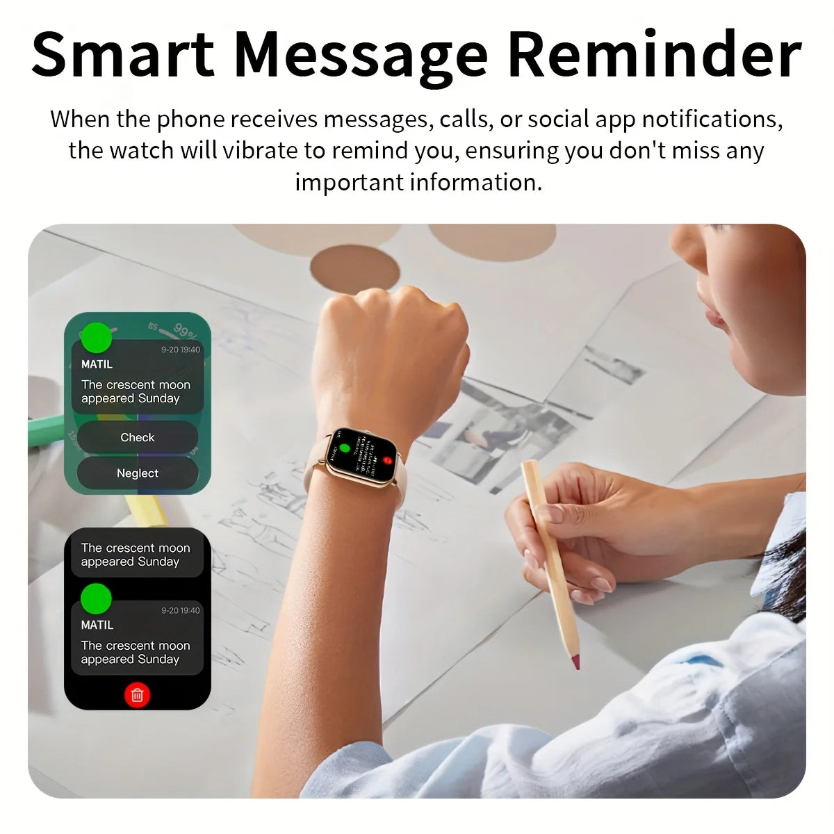 1.83-Inch Smart Watch for Men And Women - Wireless Call Watch, with APP Message Notification, Calculator, Alarm Clock