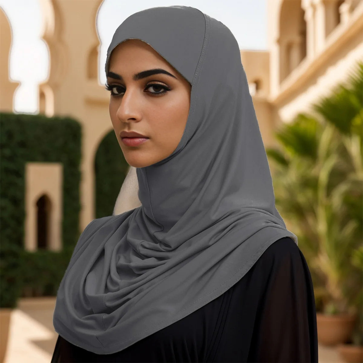 80*90cm Hot Sale Crystal Linen Malay Scarf Fashion Solid Color Pull-On Headscarf