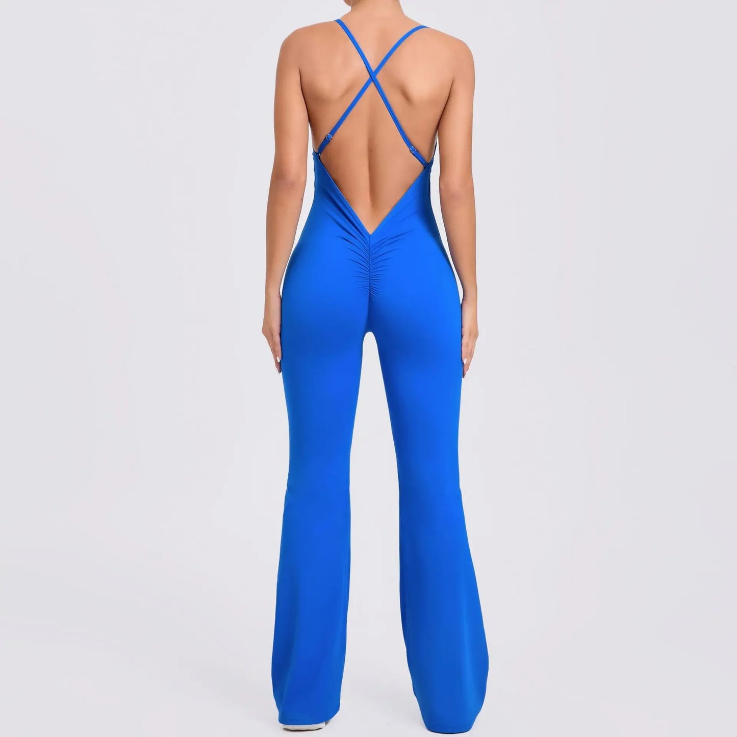 Sports Overalls for Women Sportswear Flared Jumpsuit Woman Padding Jumpsuits Gym Combinaison Femme Coffee Gray Navy Blue Red