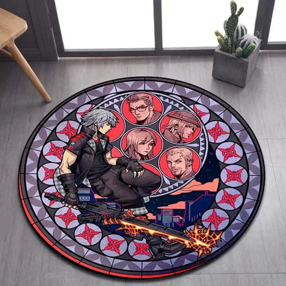 Kingdom Hearts Cartoon Pattern Area Rug Round Floor Mat Living Room Carpet Bathroom Kitchen Rug Doormat Non-slip Floor Mat