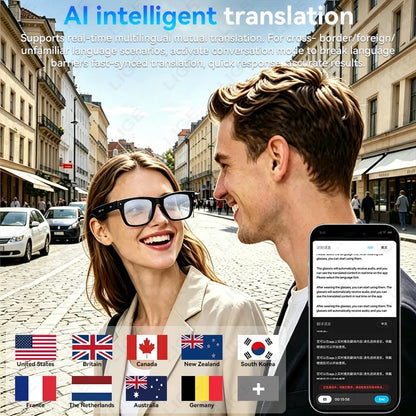 Smart Glasses 13MP HD Camera 4K Video Antishake Recording AI Translation Bluetooth Call Music Photo Recognition Sport Sunglasses