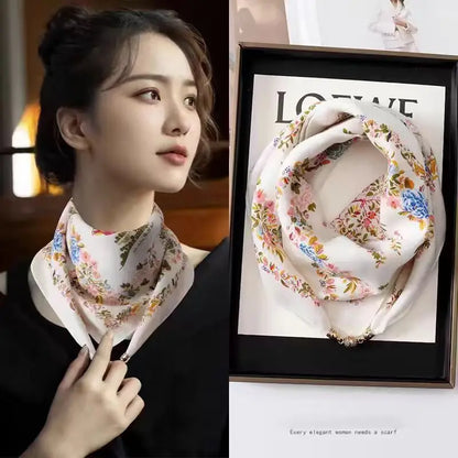 2026 new magnetic buckle silk scarf for women's small square scarf for autumn and winter warmth and cold resistance, fashionabl