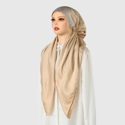 New Muslim Satin Silk Instant Hijabs Scarf Printed Turban Thick Hijab Cap Night Cap Women Ramadan Elastic Satin Hair Bonnet Eid
