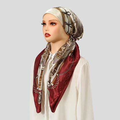 New Muslim Instant Satin Hijab Cap Scarf Printed Turban Hair Bonnet Turban Headwrap For Sleeping Elastic Hair Bonnet Bandana