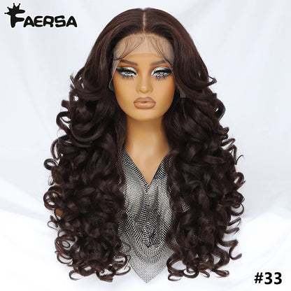Latisha 13X6 HD 13X5X1 Synthetic Lace Front Wigs Curly Pre Plucked Lace Frontal Wig with Bangs for Women Highlight with Babyhair