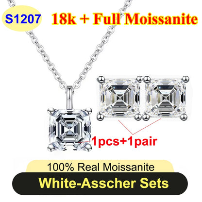 Full Shape 1-3ct Moissanite Women's Moissanite Jewelry Sets 925 Silver Plated 18k Gold D Color Necklace Earrings For Women Gift