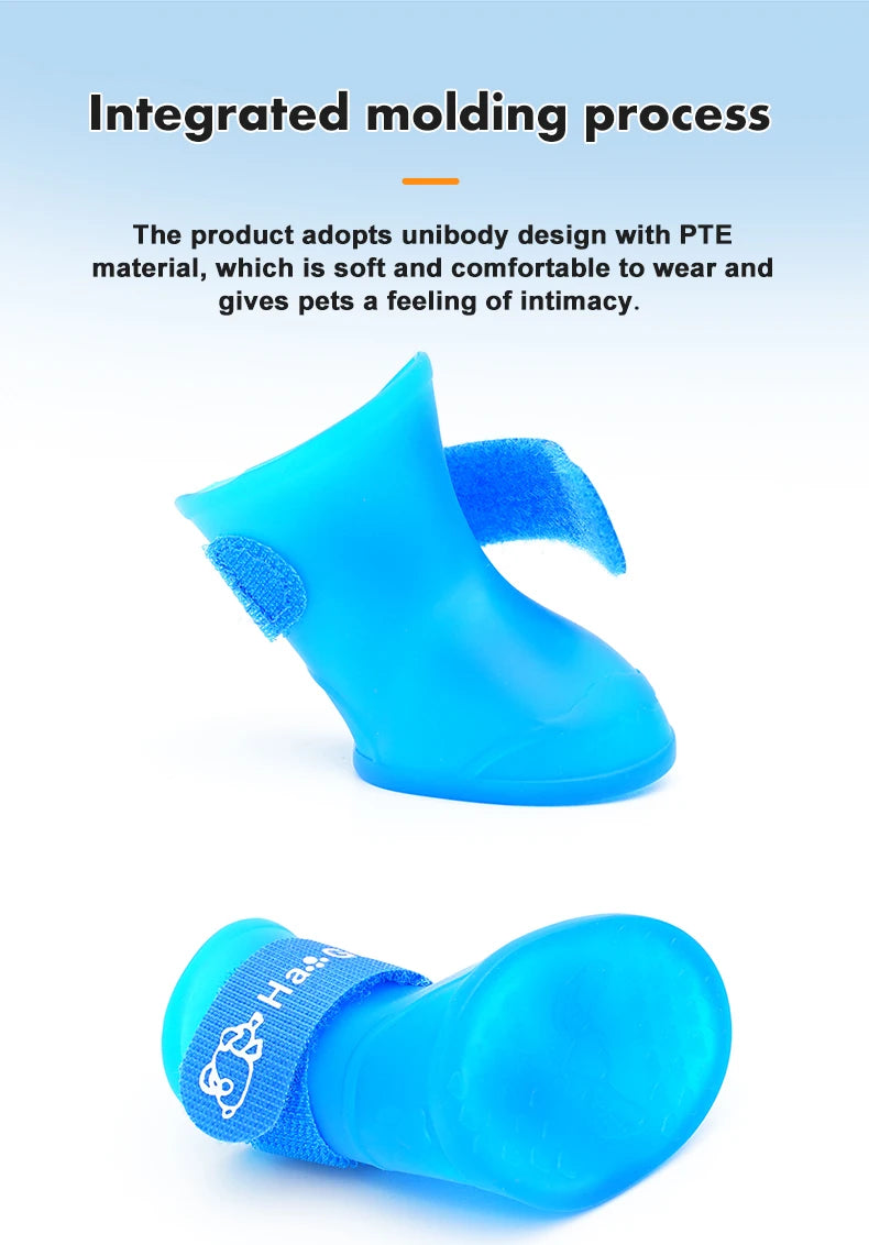 4Pcs Pet Silicone Rain Shoes Anti-Dirty Non-Slip Waterproof Dog Shoes Soft Bottom Footwear Small Dogs Cats Teddy Shoes