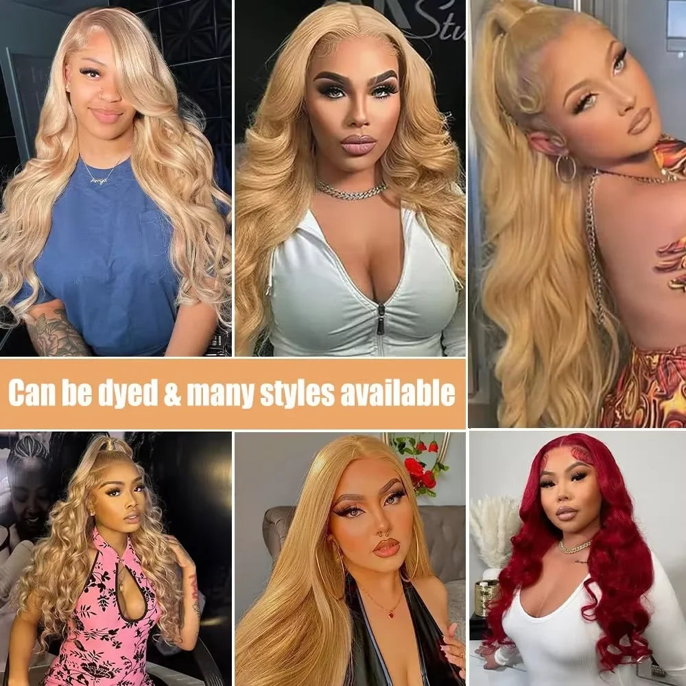 Silkwave #27 Honey Blonde 13x6 HD Body Wave Human Hair Wig Transparent Lace Front 13x4 Lace Frontal Wigs Colored Wigs 36 Inch