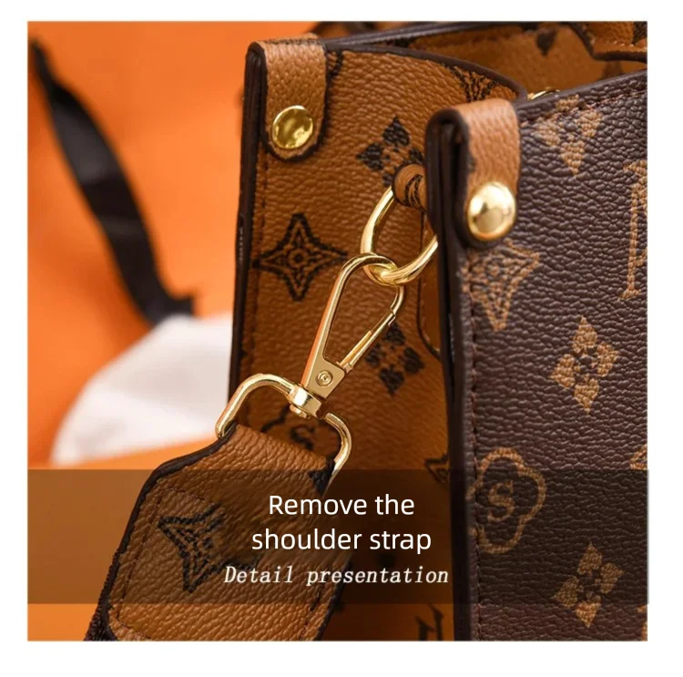 Elegant Retro Women's Tote Bag Single Shoulder Crossbody Bag Floral Print Ladies Handbag Luxury Texture Commuter Messenger Bag