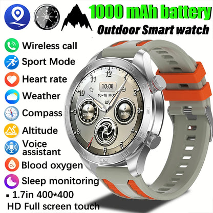 2026 new business men's smart watch 1000 mAh battery with compass altitude pressure IPX8 waterproof call sports health watch