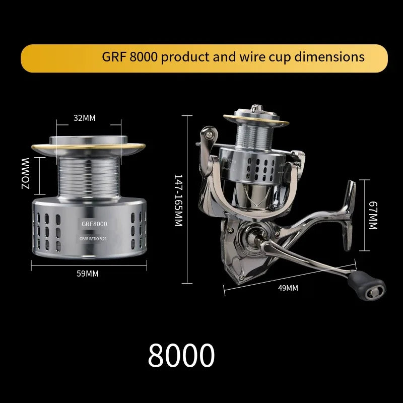 2026 New Spinning Fishing Reel All Metal 5.2:1 Speed ratio Max Drag 15KG Left/Right Interchangeable Suitable Any Body of Water