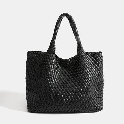 Large-Capacity Designer Knitting Fashion PU Leather Women's Shoulder Bag Handbags for Beach Travel Single-Shoulder Ladies Bag