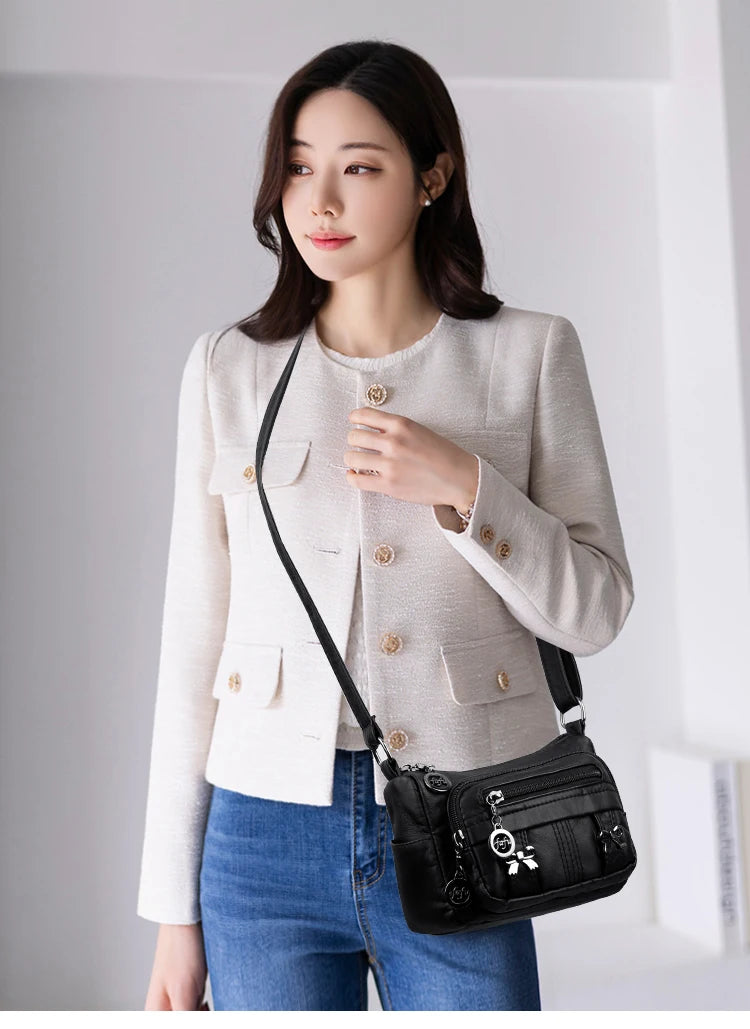 Women Bag High Quality Woman's Soft PU Leather Shoulder Bags Multi-Layer Classic Crossbody Bag Luxury Designer Handbag and Purse