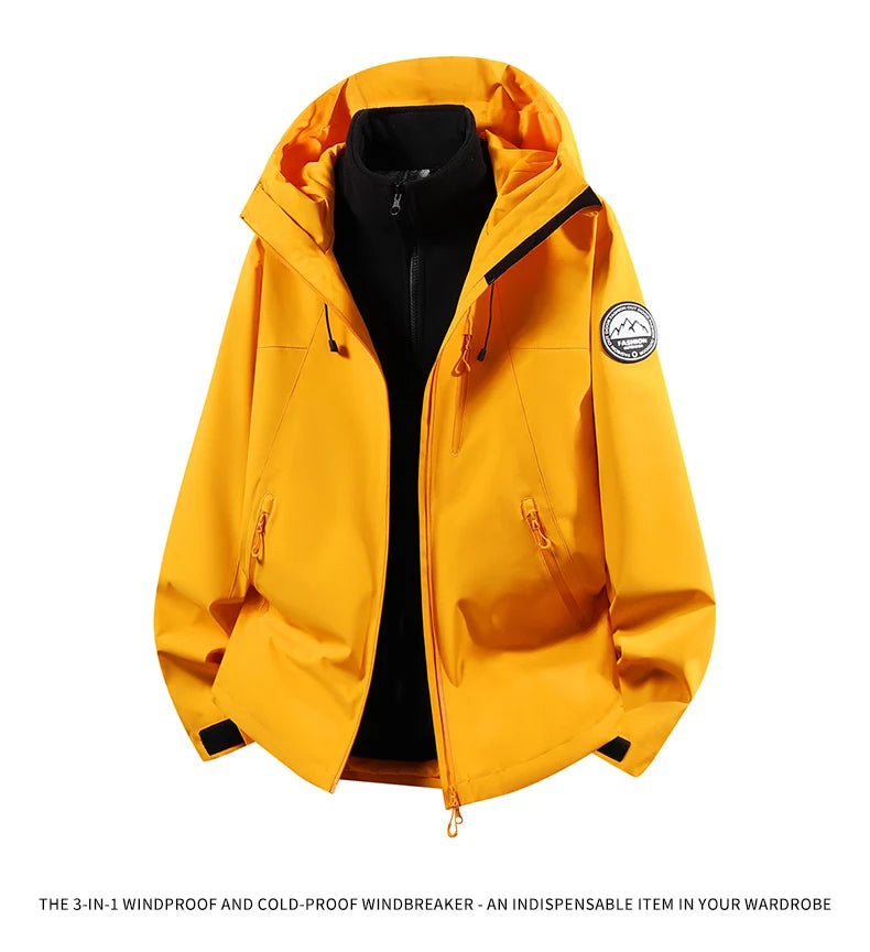 CHRLCK Men Women Hiking 3IN1 Jackets Waterproof Fleece Windproof Windbreaker Camping Climbing Trekking Outdoor Jacket Autumn