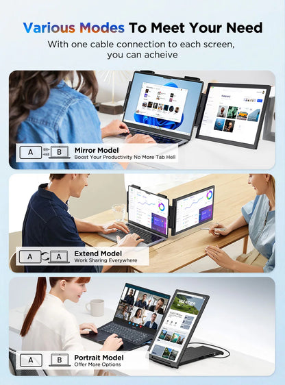UPERFECT Laptop Screen Extender 14" FHD 1080P IPS Laptop Monitor Extender Dual Screen Portable Monitor for Laptops 13-17"