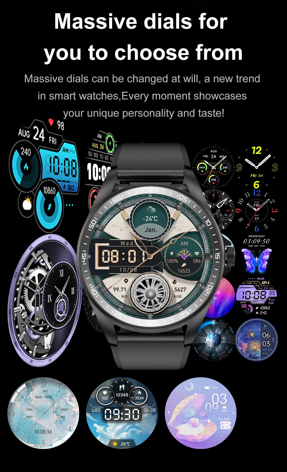 Smart Watch 2 in 1 with Headphones AI Voice Assistant Bluetooth Call Health Monitor DIY Wallpaper 1.46inch HD Screen Wristwatch