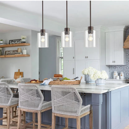 Modern Industrial Pendant Lamp Glass Hanging Adjustable Height Kitchen Dining Room Bedroom Bedside Bathroom Decor Lights