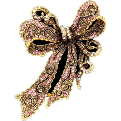 Baroque Luxury Rhinestone Bow Design Brooch，Unisex, Couple's Accessories, Party Favors，Suit Coat Skirt Decoration，Enhance Charm