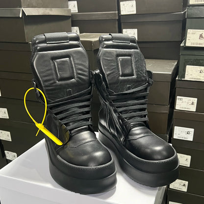 Designer Women Ankle Boot Platform 6cm Footwear Casual Luxury Men Shoe Black Geobasket Leather Boot Zip Flat Dating Dress Shoe
