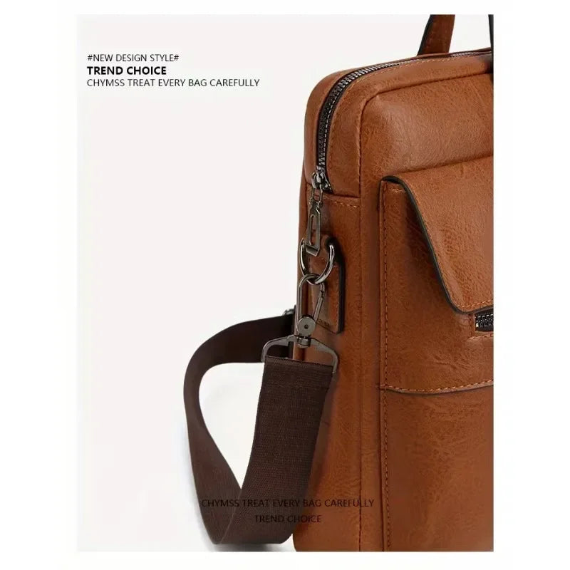 PU Business Briefcase - A Lightweight Cross-body Bag with Ample Capacity, Perfect for Daily Commuting.