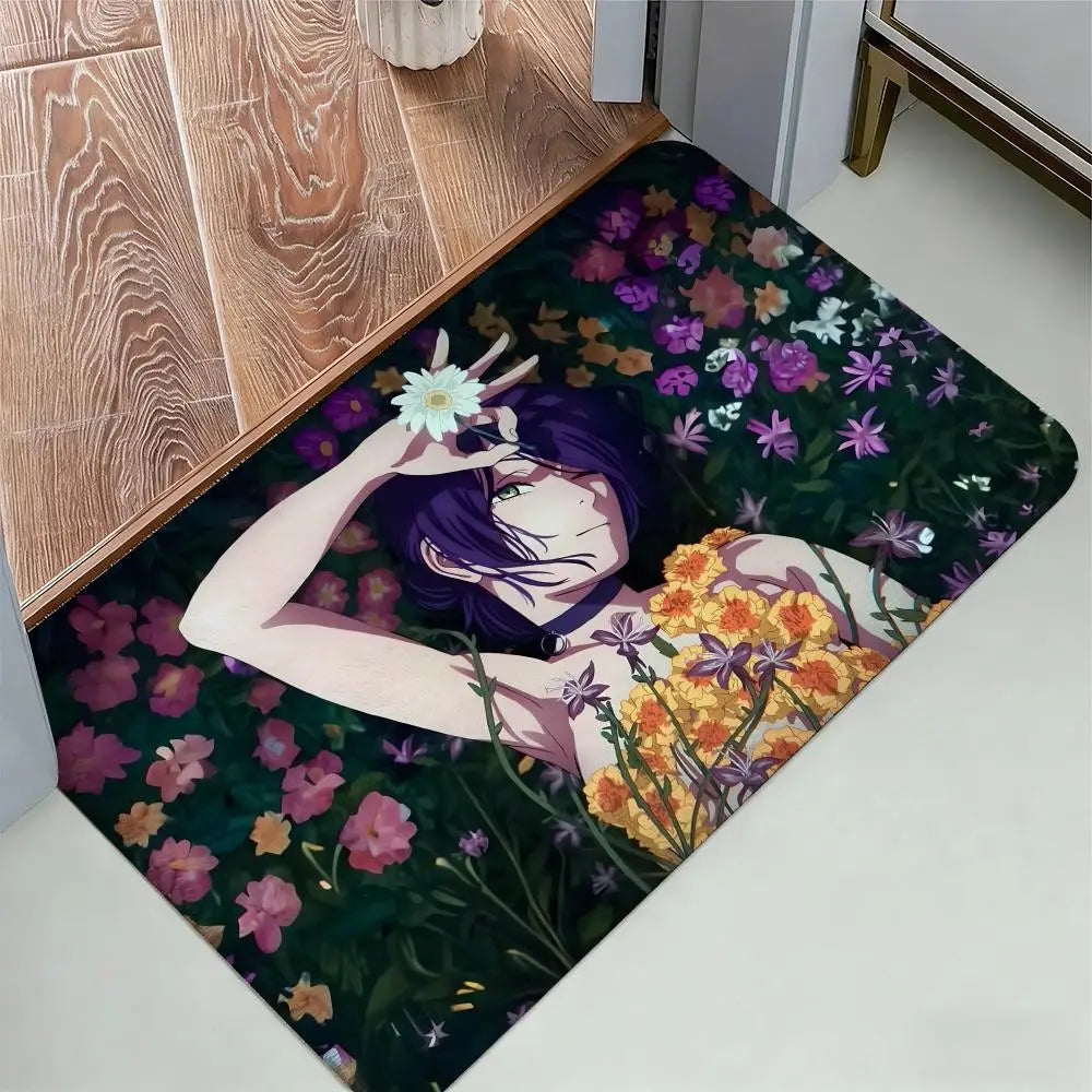 C-Chainsaw Man Floor Mat Cozy Flannel Soft Thick Non-Slip Mat for Living Room Bedroom Kitchen Decor Rugs