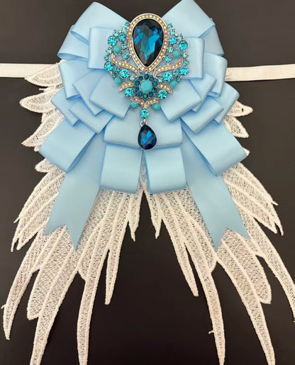 Luxury Rhinestone Mesh Wing Bow Brooch  Elegant Banquets Dress and Wedding Shirts Lapel Flower Bow Tie  Unisex Gift Accessory
