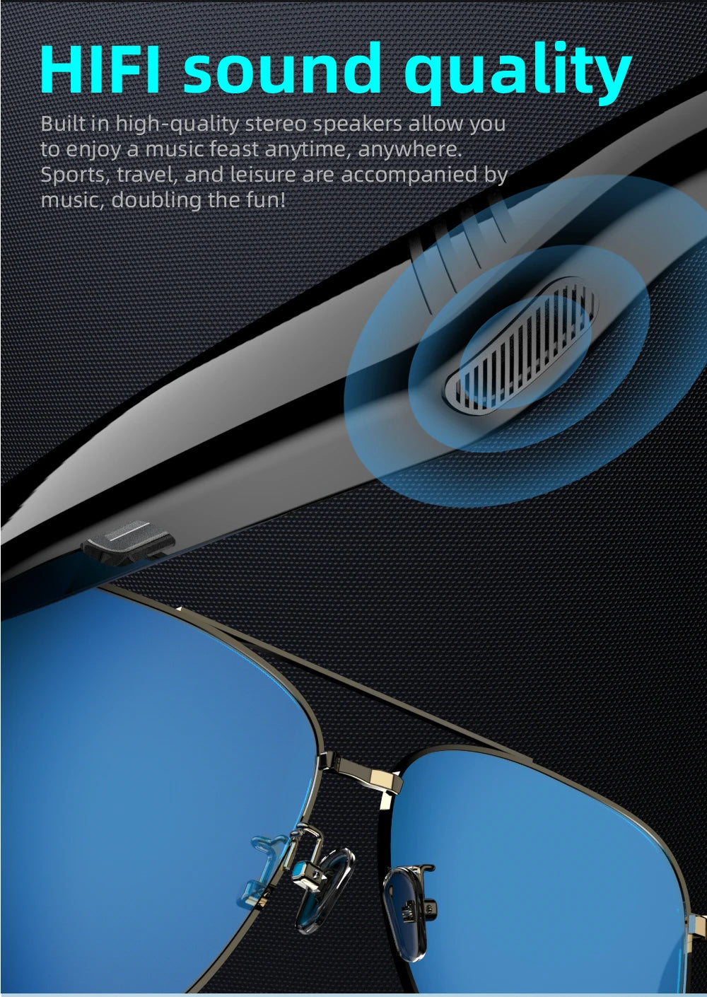Smart Wireless Bluetooth Glasses Fashion Anti-Blue Light Glasses Multi-functional Music Playback Phone Answering Touch Operation