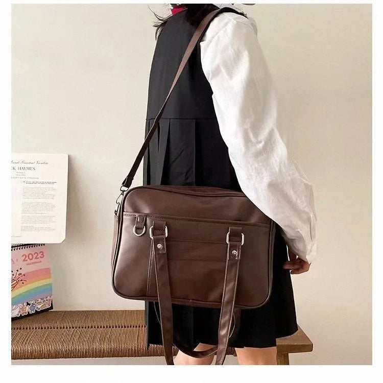 Japanese Style JK Bag Women High School Student Uniform Bag PU Leather Shoulder Bag Women Simple Handbags Crossbody Bags Itabag
