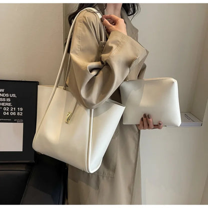 Branded Designer Shoulder Tote Bags For Women Soft PU Leather 2-IN-1 Big Capacity Shopper Tote Set 2025 Luxury Designer Handbags