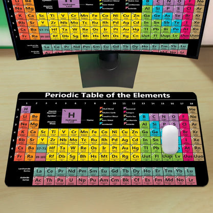 Periodic Table Mouse Pad Color Gaming Mousepad Offices Accessories Laptop Office Rubber Non-Slip Rubber Stitched Edge Deskpad