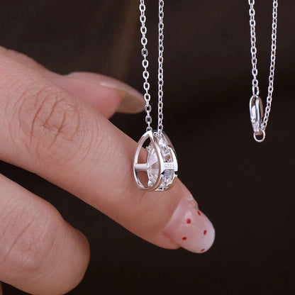 FEOBUR 1-4CT Bezel Pear Cut Moissanite Necklaces for Women Real S925 Silver WaterDrop Diamond Pendant Neckchain Jewelry Gifts