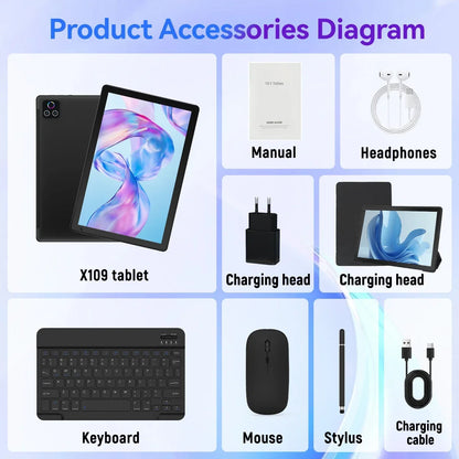 URAO 2026 Newest Tablet 10 Inch Android 16 30GB+128GB 1TB Expansion WiFi6 Dual Camera Stylus Keyboard Mouse Headphone PC PAD Set