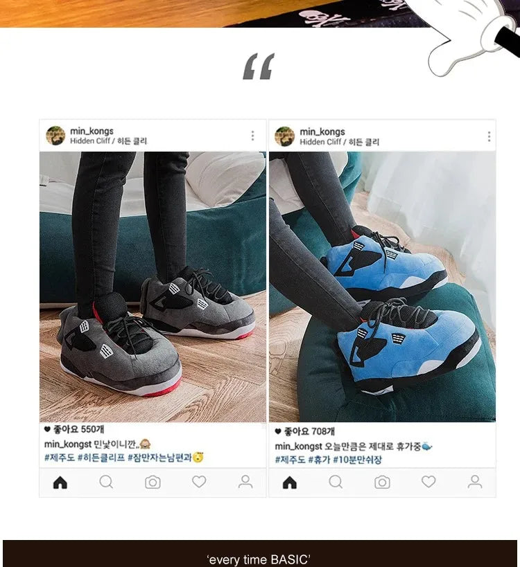 Fashionable High-top house Slippers, soft fluffy as clouds,Warm anti-slip winter slipper with thick soles for men women children