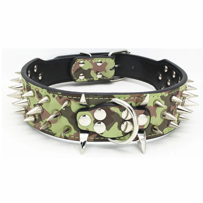 Spiked Dog Collar And Leash Set, Rivet Leather Dog Collar Adjustable Dog Collar For Outdoor Walking