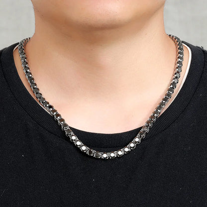 COSYA 3/4/5/6.5mm Black Moissanite Tennis Necklace For Women Men S925 Sterling Silver Lab Diamond Luxury HipHop Fine Jewelry