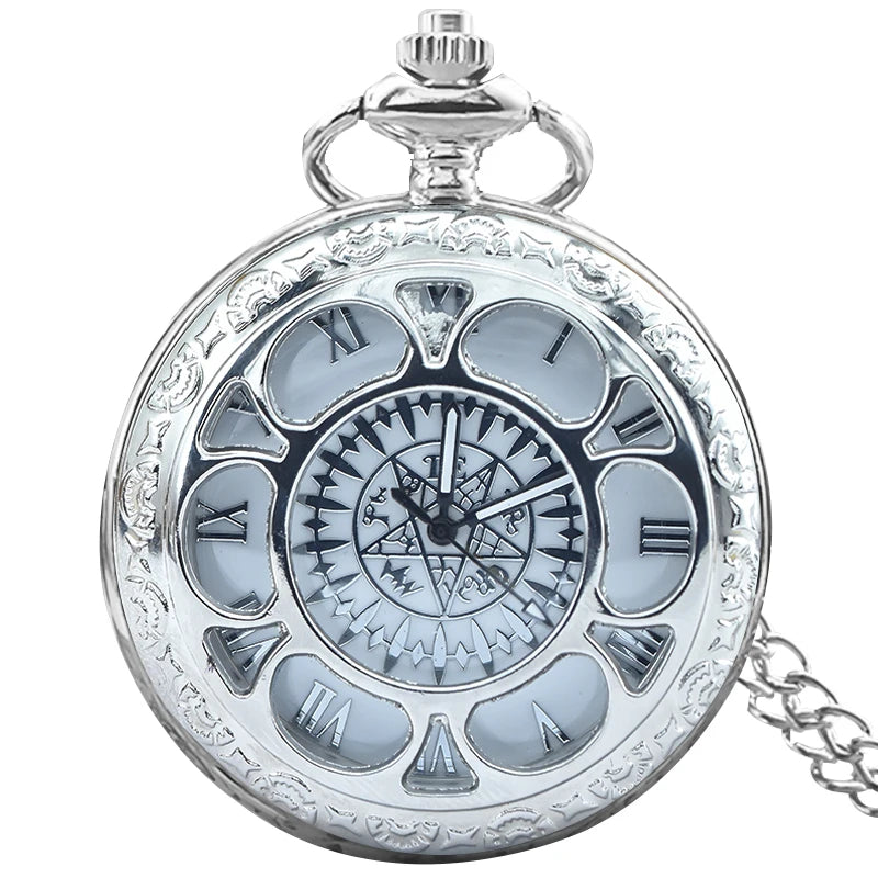 Retro Charm Neutral Fashion Hollow Flower Roman Literal Quartz Steampunk Pocket Watch Men's and Women's Necklace Pendant Gift