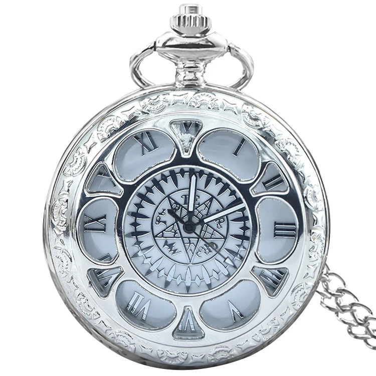 Retro Charm Neutral Fashion Hollow Flower Roman Literal Quartz Steampunk Pocket Watch Men's and Women's Necklace Pendant Gift