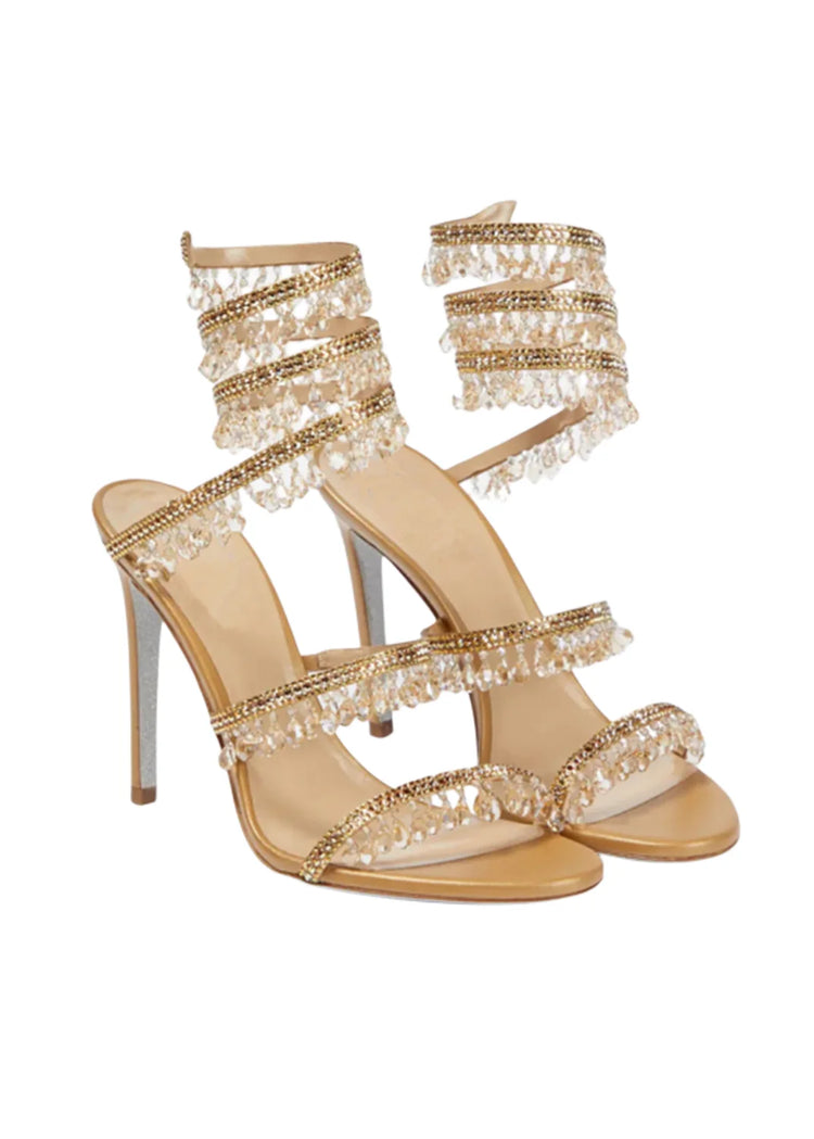 2026Women's New Water Diamond Sandals Fashion Tassel Crystal Shoes Sexy Banquet Party Twin Stiletto Women's Large Sandals