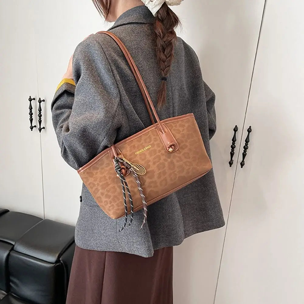 Luxury Design Leopard Print Underarm Shoulder Bags Large Capacity Retro Tote Bag PU Leather Women's Handbags Travel