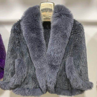 New Real Mink Fur Poncho Knitted 100% Natural Real Mink Fur Shawl Natural Fox Fur Collar Cape Autumn Winter Mink Fur Scarfs