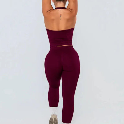 two pieces yoga outfits DF impact gym clothing fitness pants set DFNNYE woman Halter Top sports leggings Gym workout sets
